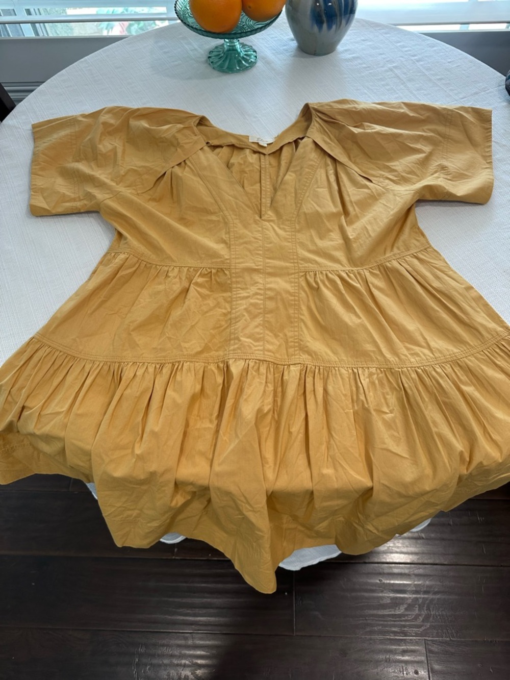 Elan Mustard Yellow Tiered Midi Dress